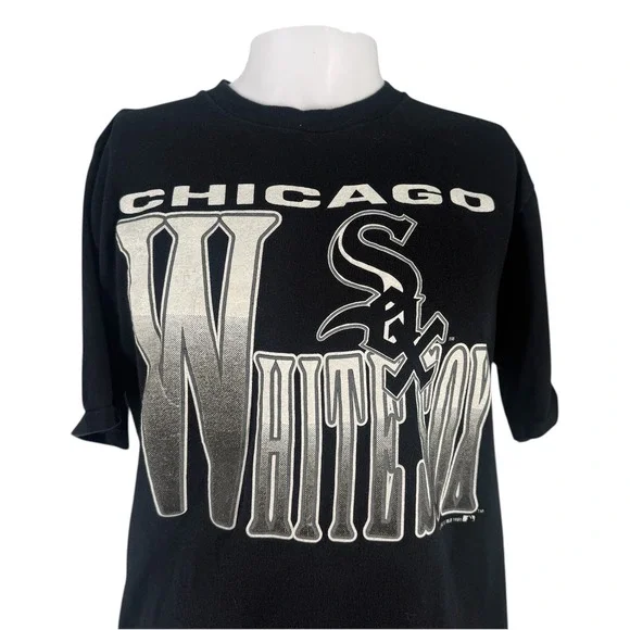 Vintage 1991 Chicago White Sox T Shirt Artex Single Stitch Black Mens Large MLB - Picture 1 of 8